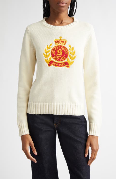 NY Crest Embroidered Cotton Sweater