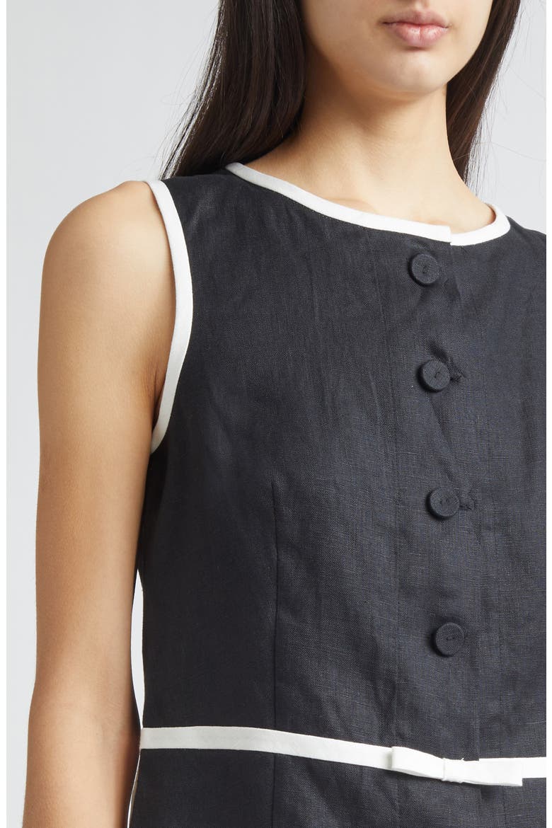 Gender Inclusive Pauline Linen Bow Top, Alternate, color, BLACK