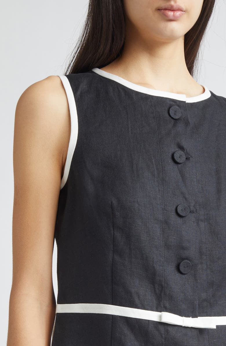 Tanner Fletcher Gender Inclusive Pauline Linen Bow Top, Alternate, color, Black