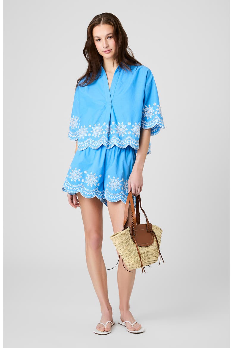 Alissa Embroidered Cotton Shorts, Alternate, color, POOLSIDE BLUE-WHITE