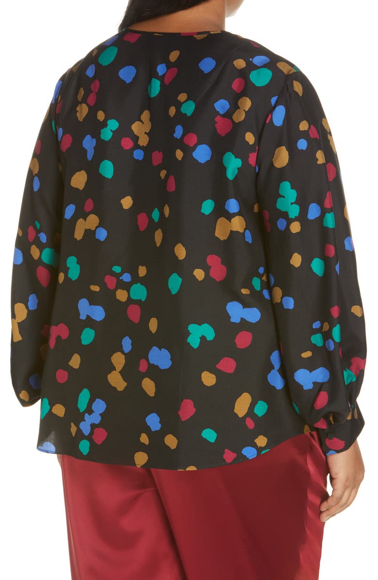 Lafayette 148 New York Sicilia Scatter Dot Print Silk Blouse, Alternate, color, 