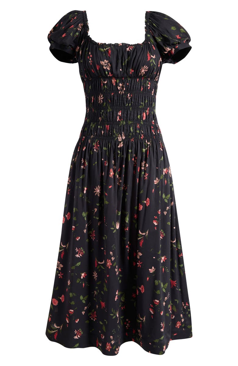 Reformation Riva Shirred Midi Dress, Main, color, Domani