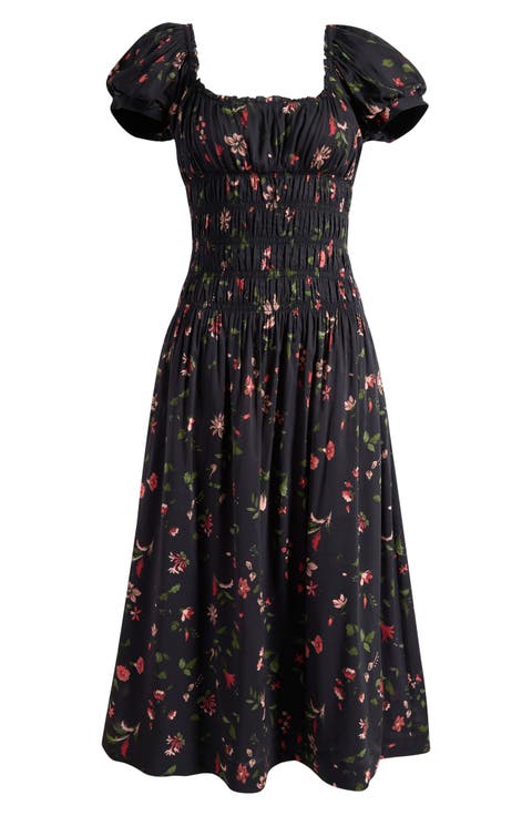 Riva Shirred Midi Dress