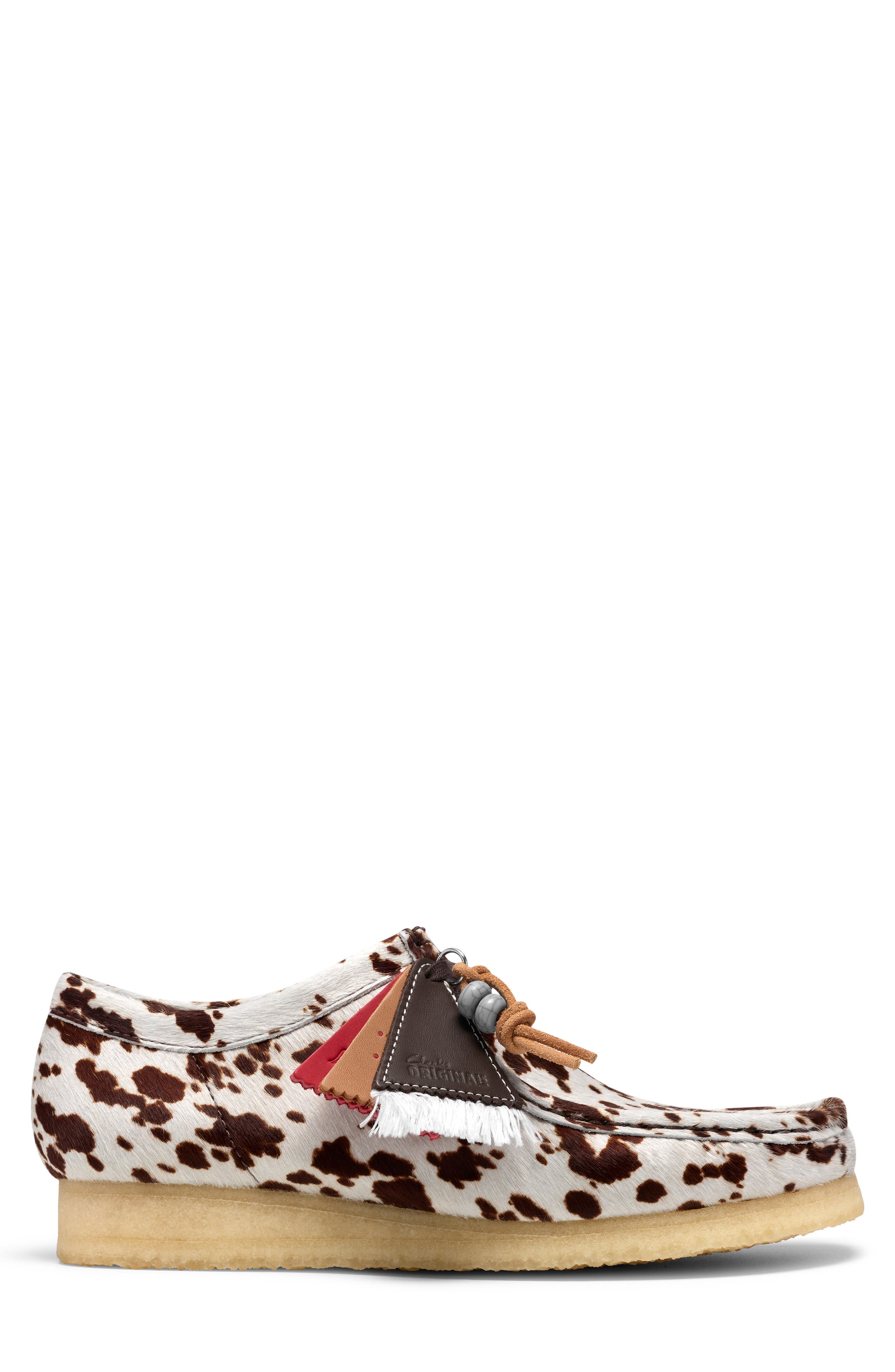 Wallabee Leather Shoe, Alternate, color, BROWN COW PRINT