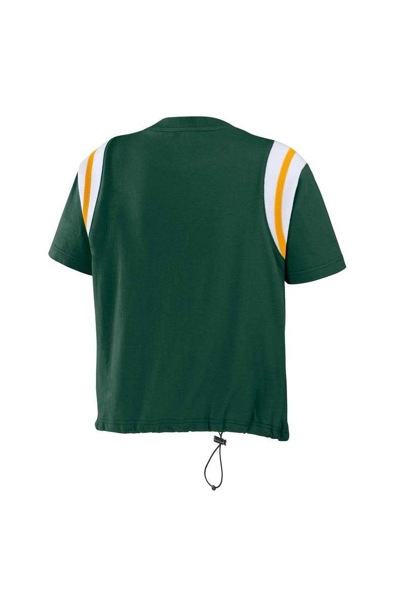 WEAR by Erin Andrews Women's WEAR by Erin Andrews Green Green Bay Packers Cinched Colorblock T-Shirt, Alternate, color, 
