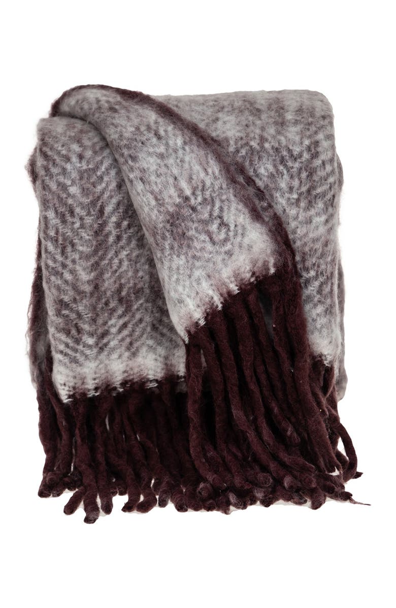 PARKLAND COLLECTION Nagar Transitional Purple 52" x 67" Woven Handloom Throw Blanket, Alternate, color, Purple