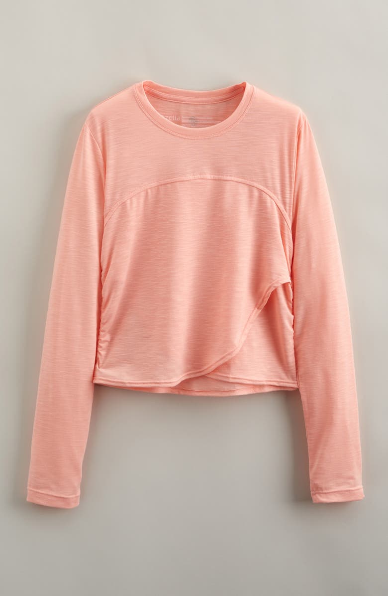 Zella Girl Kids' Flex Crossover Front T-Shirt, Main, color, Pink Pudding