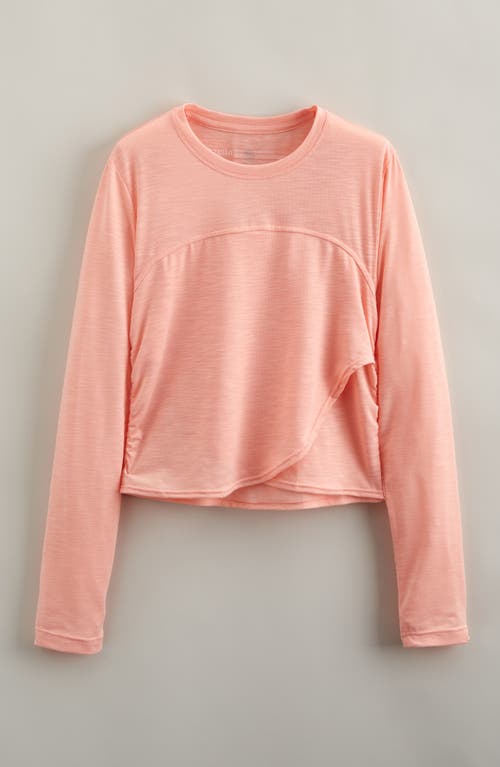 Zella Girl Kids' Flex Crossover Front T-Shirt in Pink Pudding 