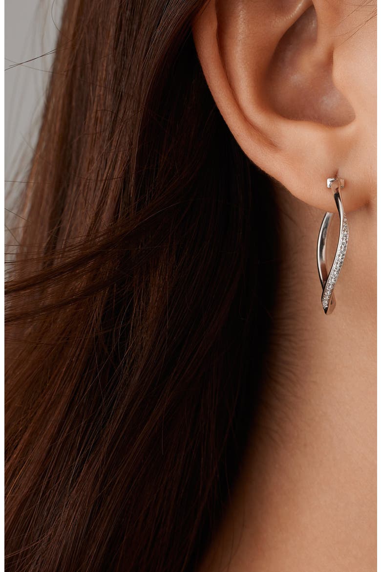 Marrakech Diamond Twist Hoop Earrings, Alternate, color, WHITE GOLD