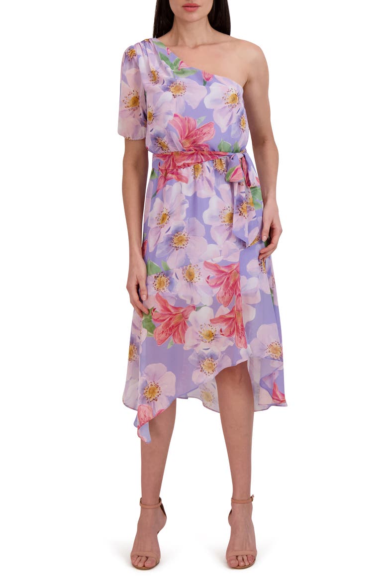 Floral One-Shoulder Asymmetric Hem Dress, Main, color, LILAC/MULTI