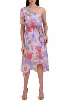 Julia Jordan Floral One-Shoulder Asymmetric Hem Dress