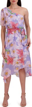 Julia Jordan Floral One-Shoulder Asymmetric Hem Dress