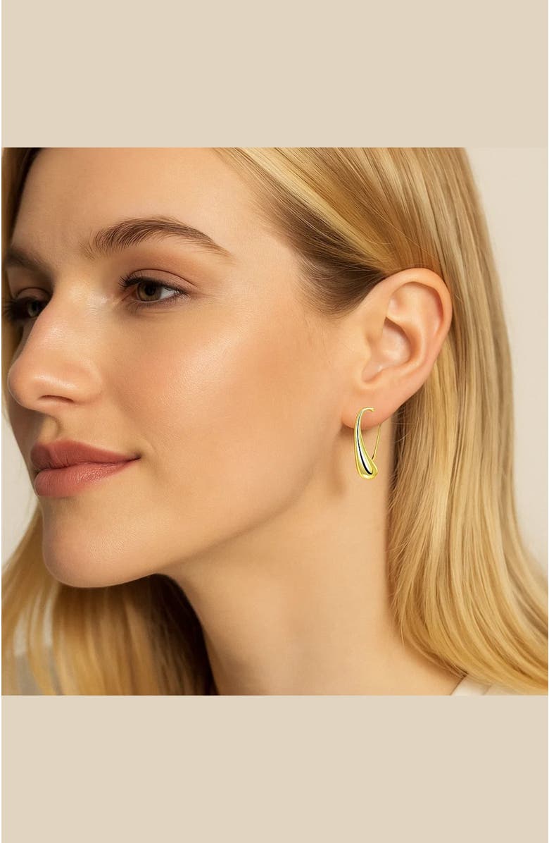 Hollywood Sensation Isabella Eternal Drops Dainty Teardrop Dome Earrings, Alternate, color, Silver