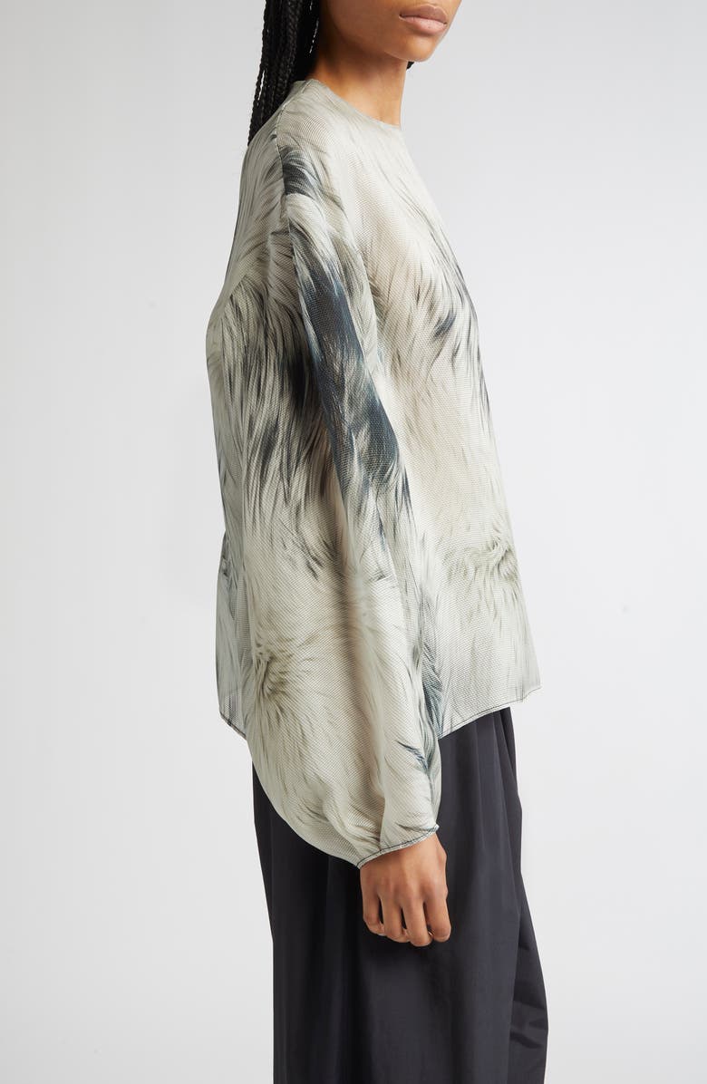 Brandon Maxwell The Briggs Fur Print Relaxed Silk Top, Alternate, color, Fur Print