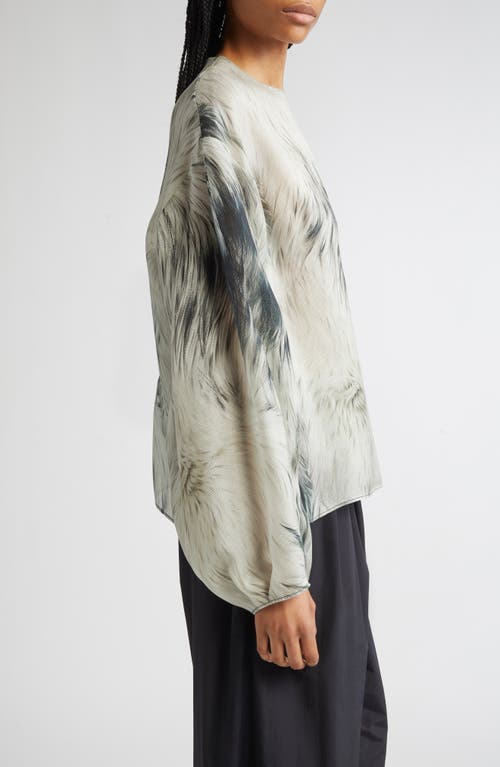 Brandon Maxwell The Briggs Fur Print Relaxed Silk Top In Black