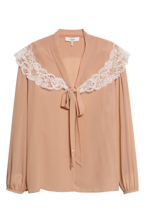 Iconic Lace Trim Silk Georgette Shirt