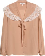 Chloé Iconic Lace Trim Silk Georgette Shirt