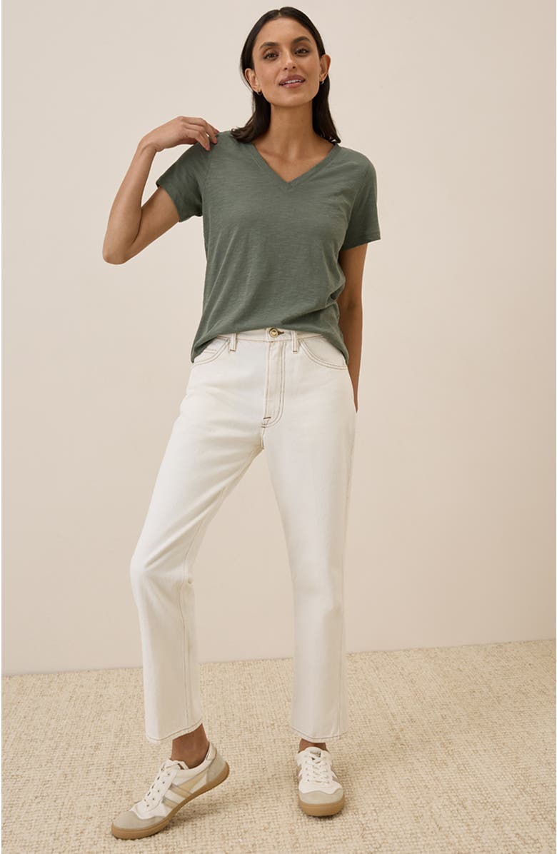 Pact Organic Cotton Featherweight Slub V-Neck Tee, Alternate, color, Castor Green