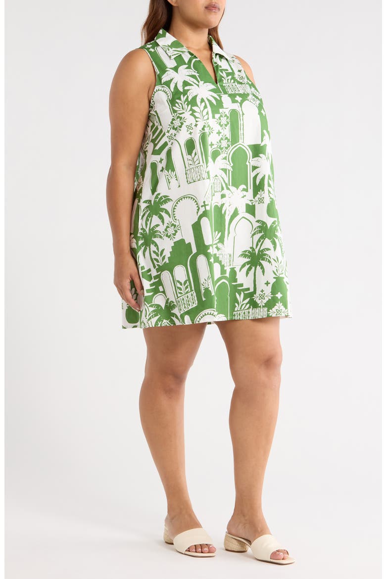Lexya Nala City Sleeveless Cotton Shift Dress, Alternate, color, WHITE/ OLIVE GREEN