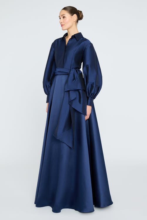 Theia Frieda Shirtdress Gown In Blue