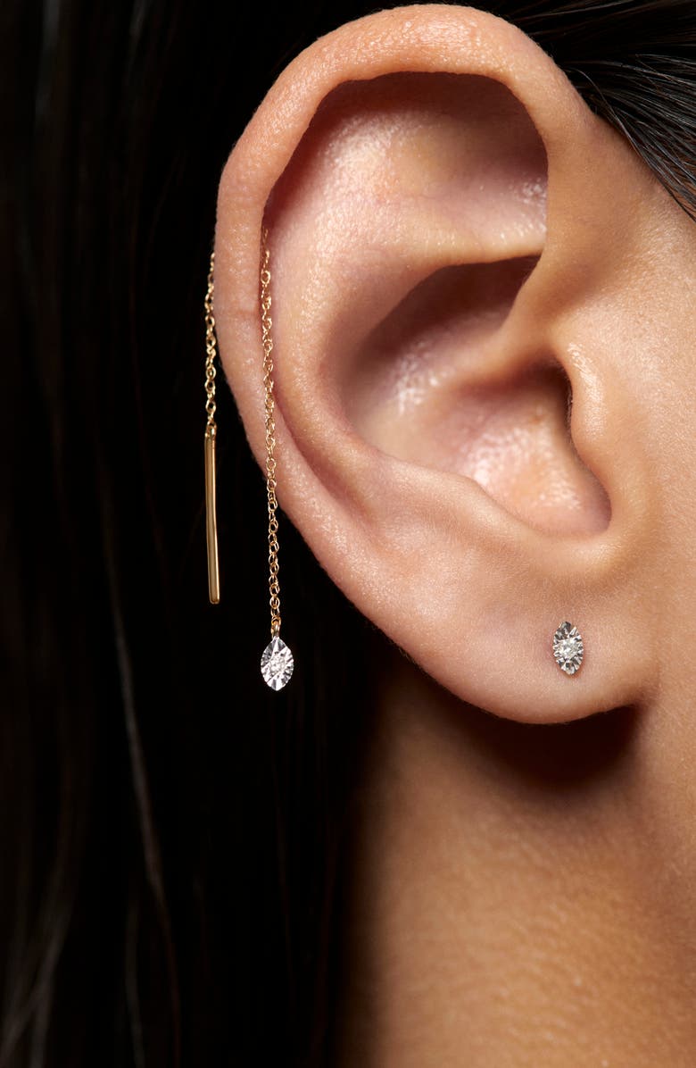 Monica Vinader 14K Gold Marquise Diamond Single Threader Earring, Alternate, color, 