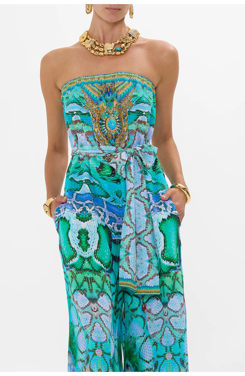 Camilla TIE WAIST STRAPLESS JUMPSUIT LAND OF WONDER, Alternate, color, 