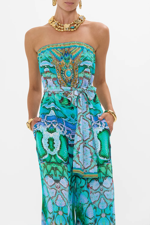 Camilla Tie Waist Strapless Jumpsuit Land Of Wonder In Land Of Wonder
