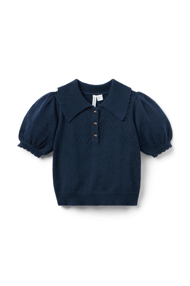 Pointelle Sweater Polo, Main, color, Blue
