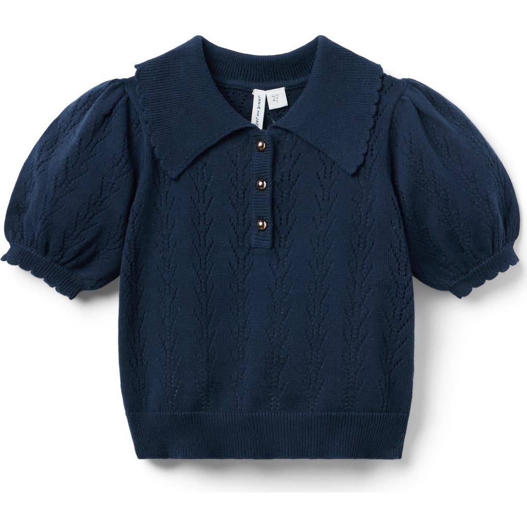 Janie And Jack Pointelle Sweater Polo In Blue