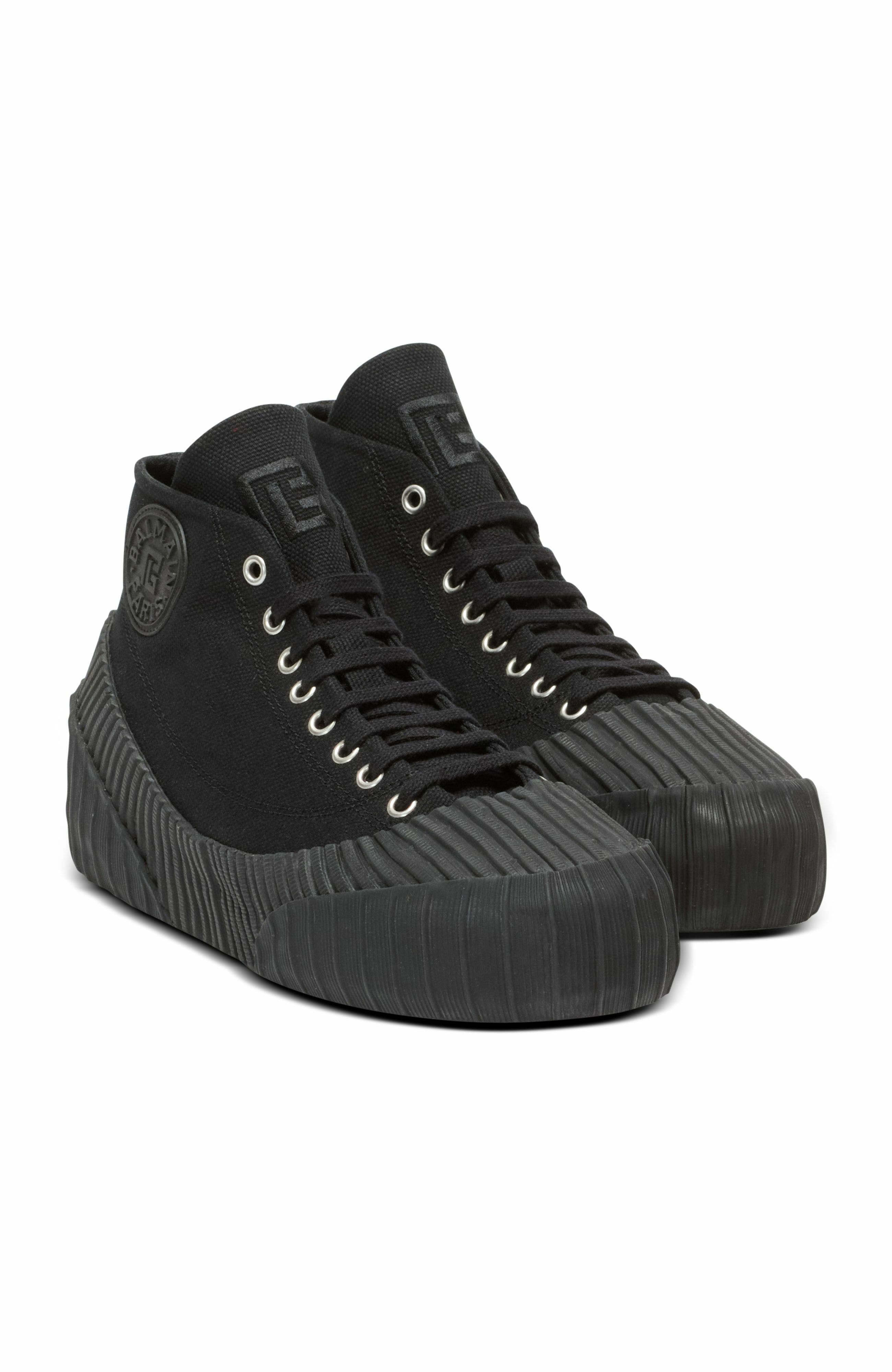 Balmain Riff Low Canvas Sneakers, Main, color, Black