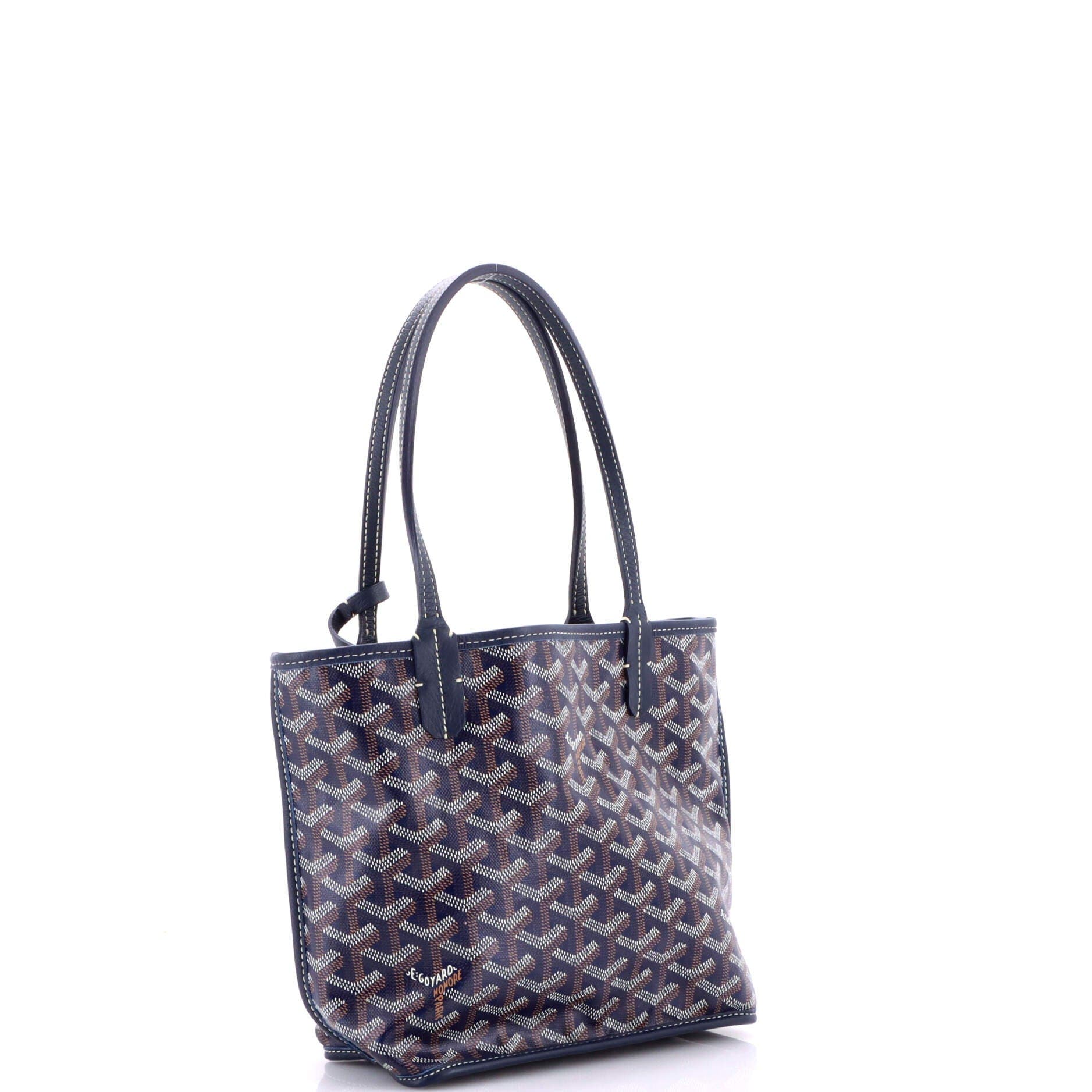 Pre-Owned Goyard Anjou Reversible Tote Coated Canvas Mini, Alternate, color, Blue