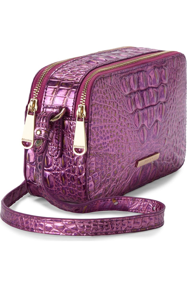 Brahmin Danica Croc Embossed Leather Crossbody Bag, Alternate, color, Opera Melbourne