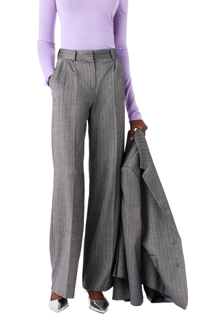 Rhinestone suit trousers, Alternate, color, Grey
