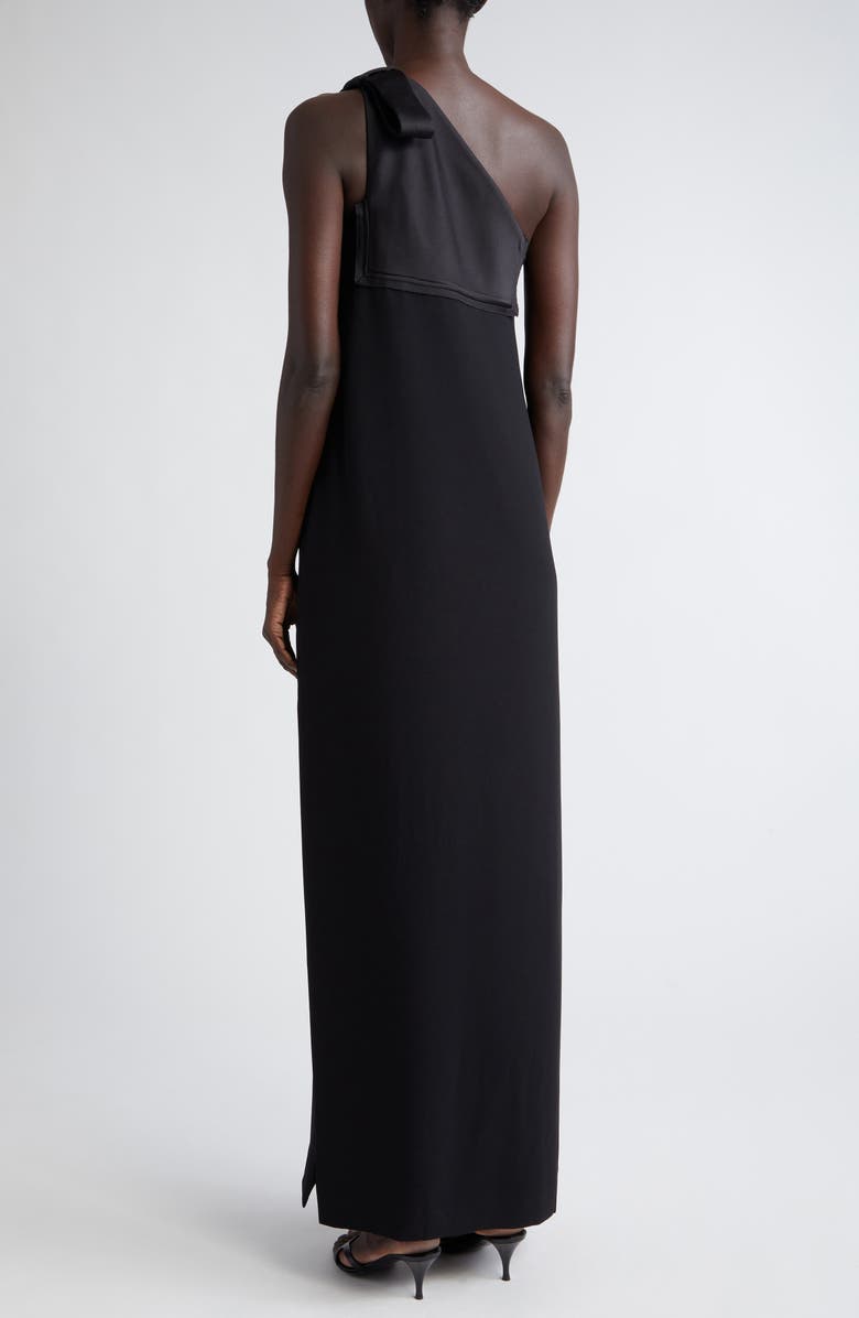 ST. JOHN One-Shoulder Crepe Back Satin Column Gown, Alternate, color, 