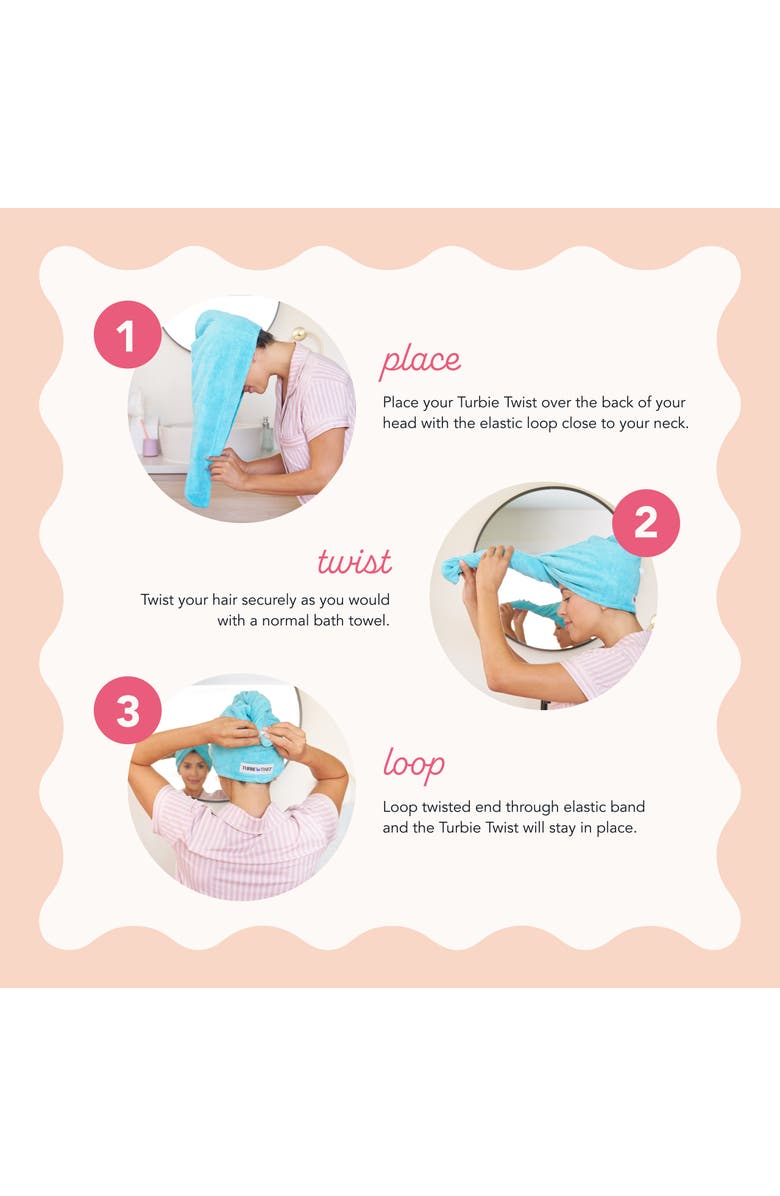 TURBIE TWIST 3 Pack Microfiber Hair Towel, Fast Drying, Alternate, color, Pink