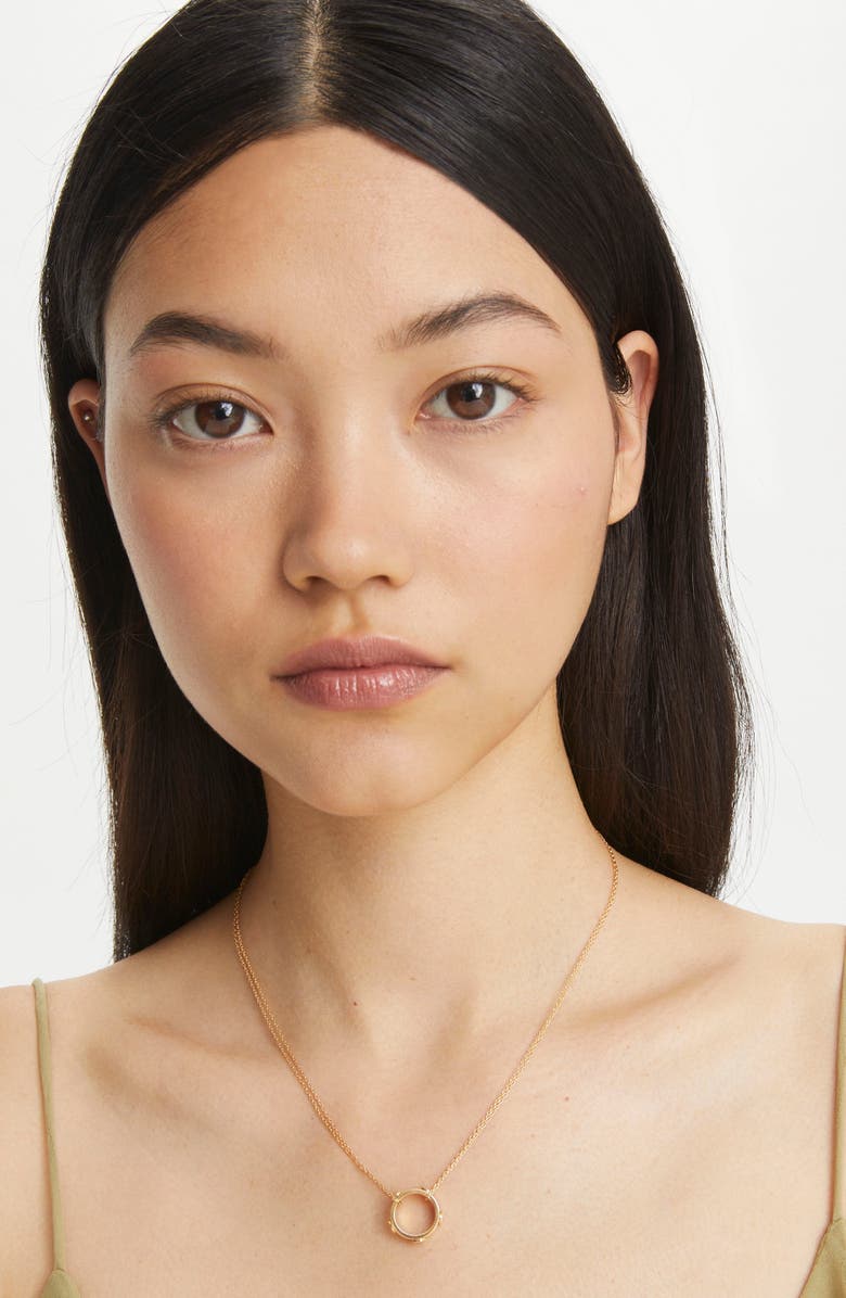 Tory Burch Icon Ring Pendant Necklace, Alternate, color, Tory Gold