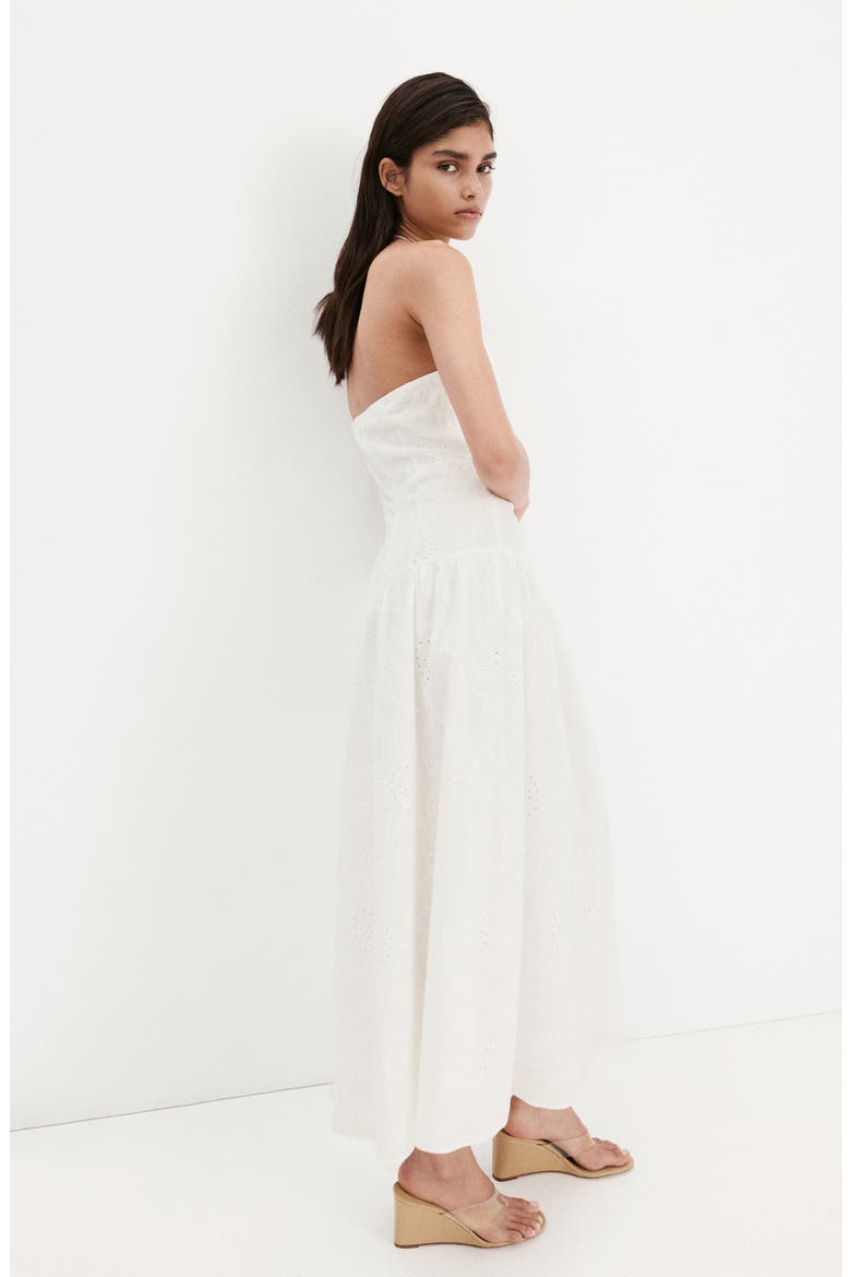 Embroidered Cotton Halter Dress, Alternate, color, OFF WHITE