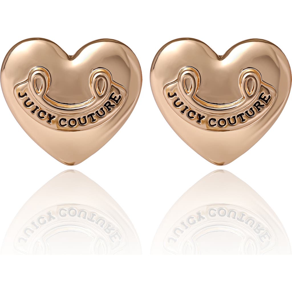 Juicy Couture Heart Stud Earrings With Iconic Logo In Gold