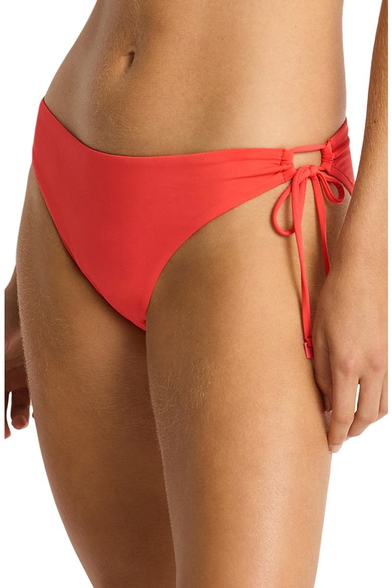 Essentials Edit Tie Side Bikini Bottoms, Alternate, color, TANGO