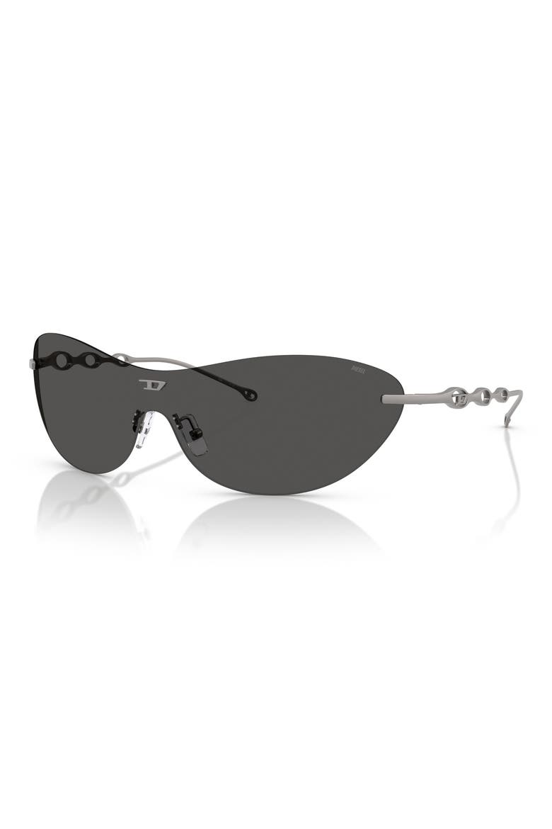 135mm Gradient Oval Shield Sunglasses, Alternate, color, MATTE GUNMETAL / DARK GREY