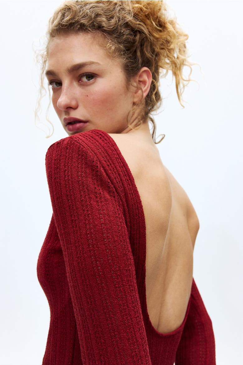 Boat-neck Beach Dress, Alternate, color, Dark red