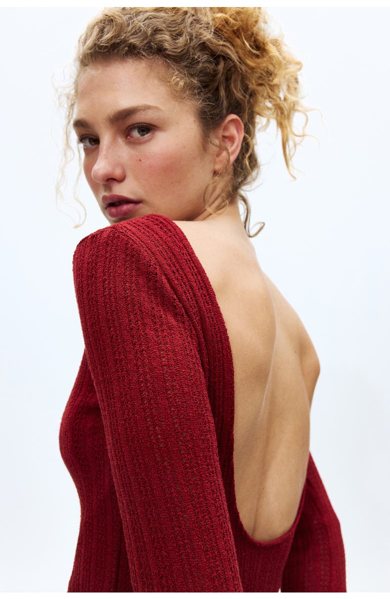 H&M Boat-neck Beach Dress, Alternate, color, Dark Red