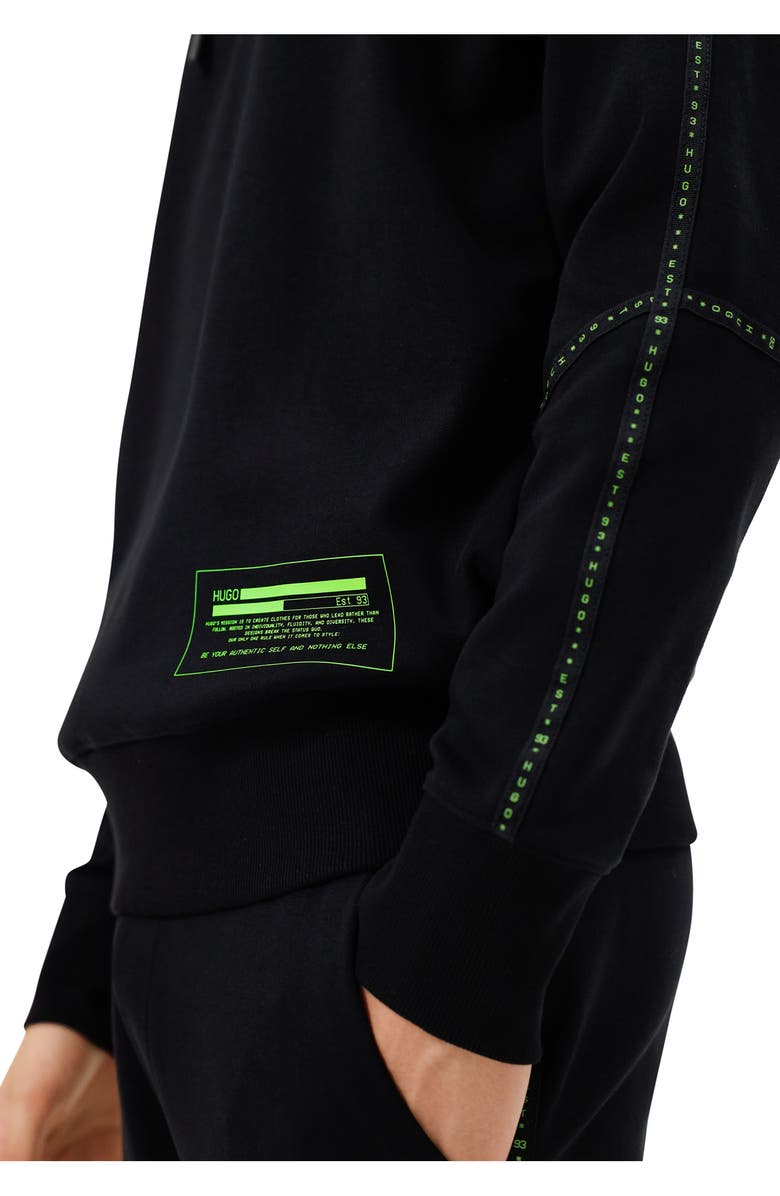 HUGO Denry Logo Tape Organic Cotton Graphic Hoodie, Alternate, color,