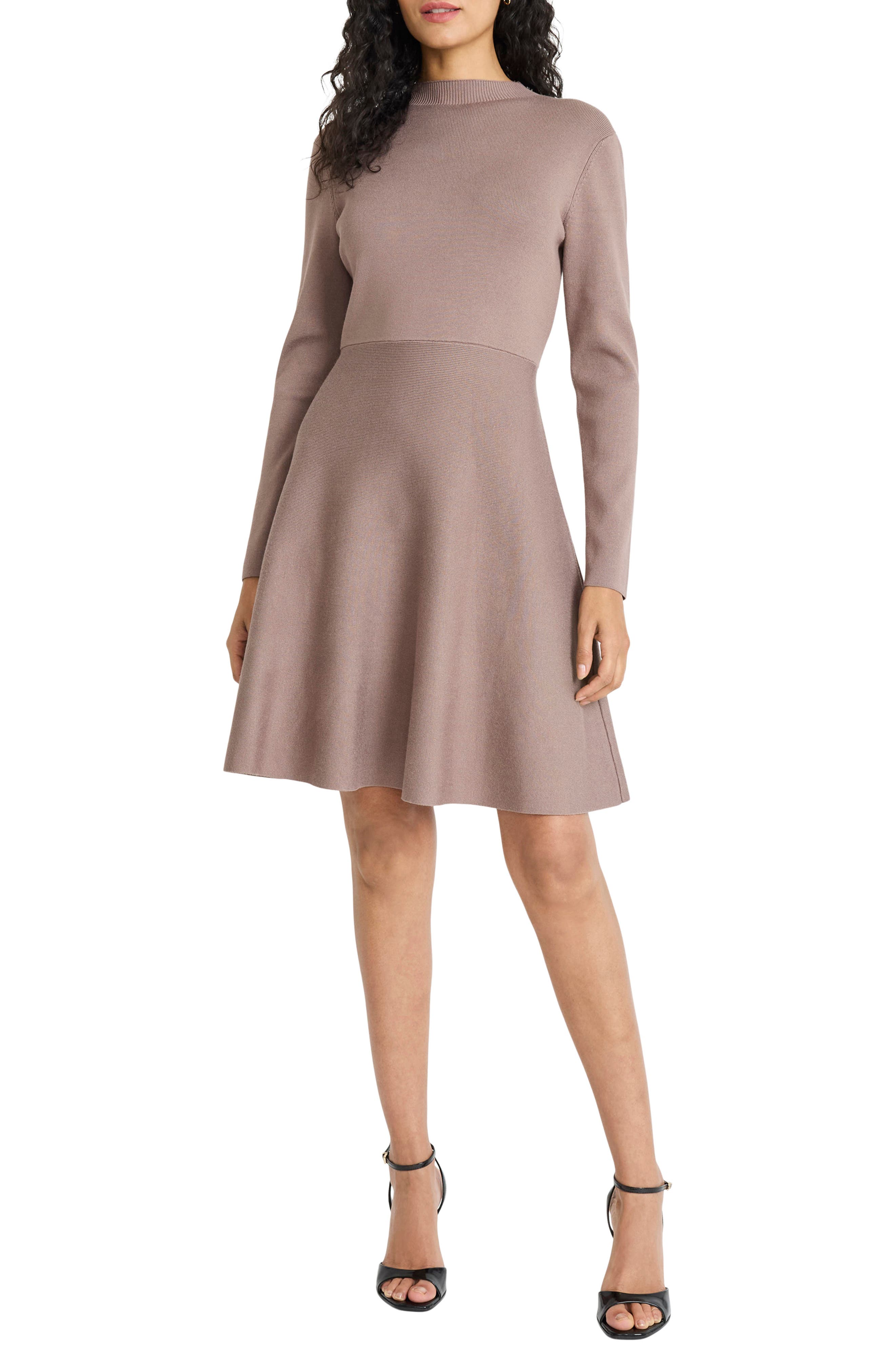 Maggy London Long Sleeve Fit & Flare Sweater Dress