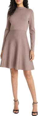 Maggy London Long Sleeve Fit & Flare Sweater Dress