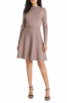 Maggy London Long Sleeve Fit & Flare Sweater Dress