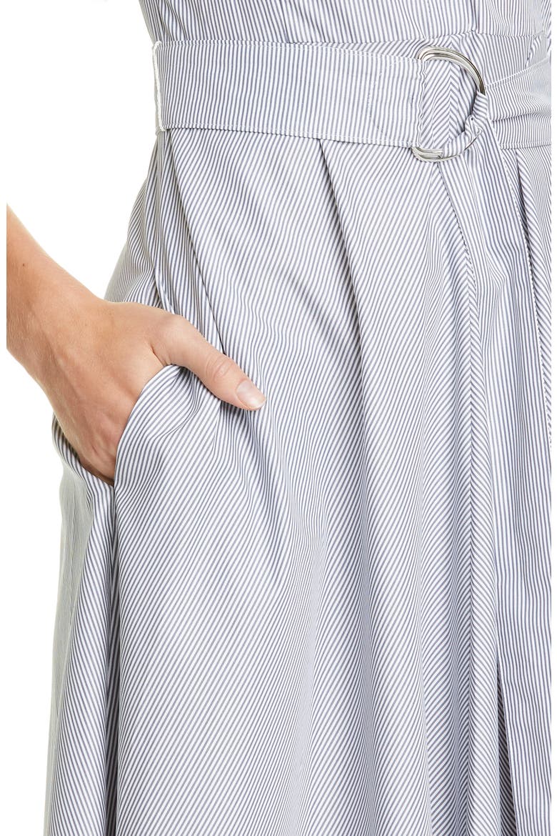Stripe Poplin Midi Shirtdress, Alternate, color, DARK DENIM/ CREAM
