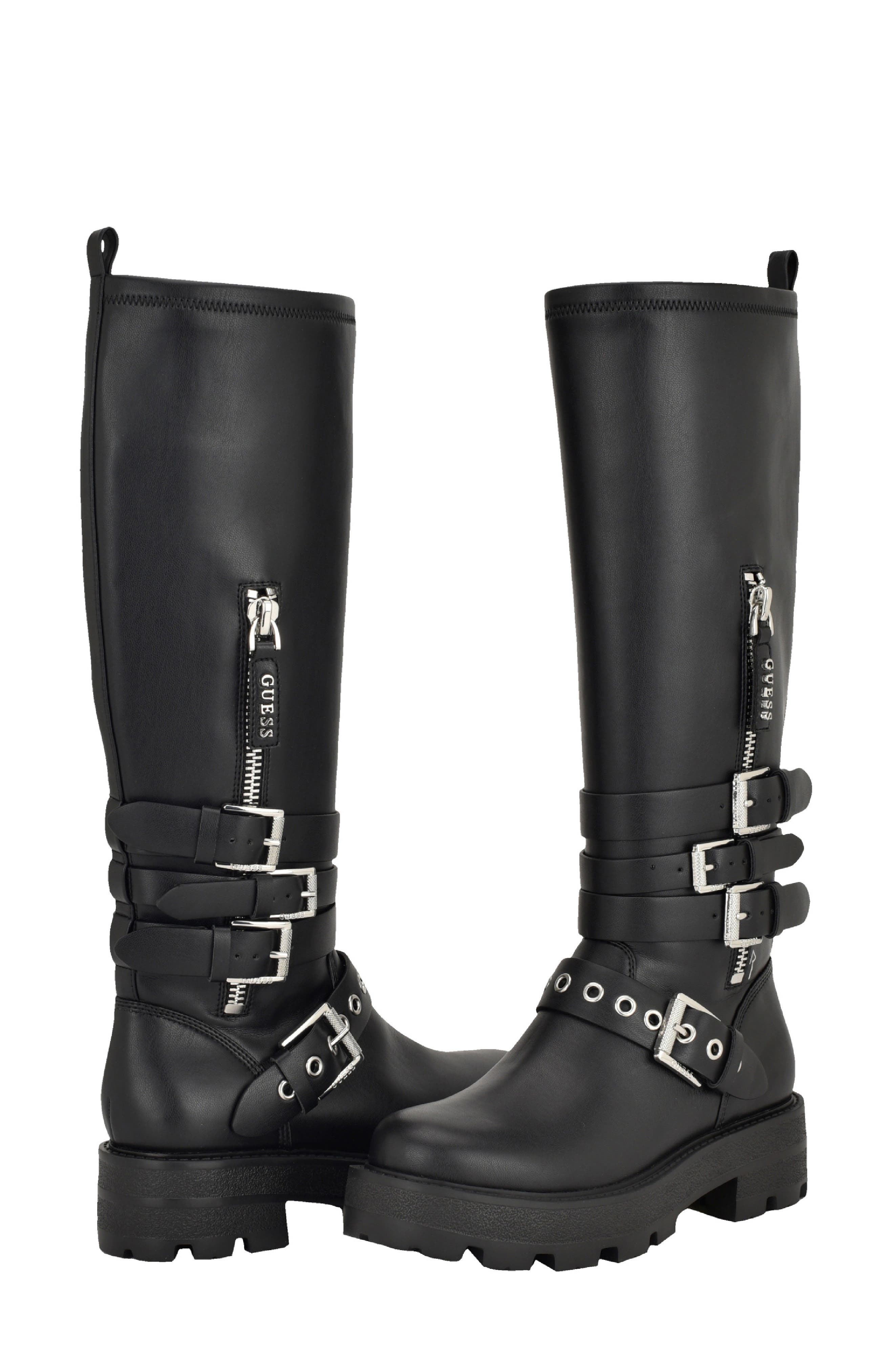 GUESS Yanky Lug Sole Tall Boot, Alternate, color, Black