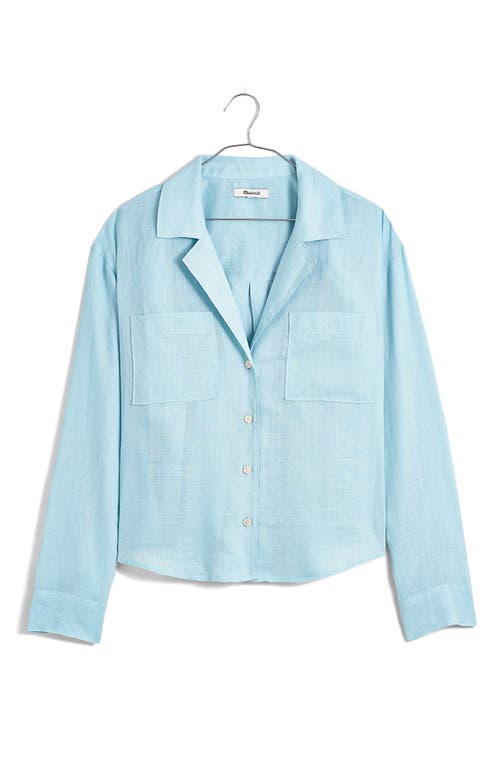 Shop Madewell Resort Ramie Button-up Shirt In Blue Heron