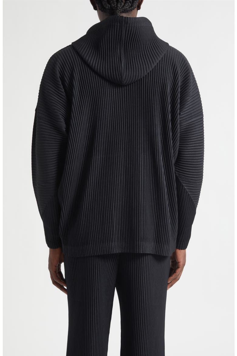 Monthly Colors February Pleated Hooded Jacket, Alternate, color, BLACK
